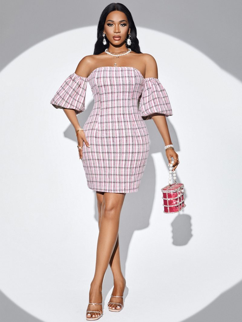 Plaid Waist Tight Tube Dress - Summer Sexy Chic - Image 2