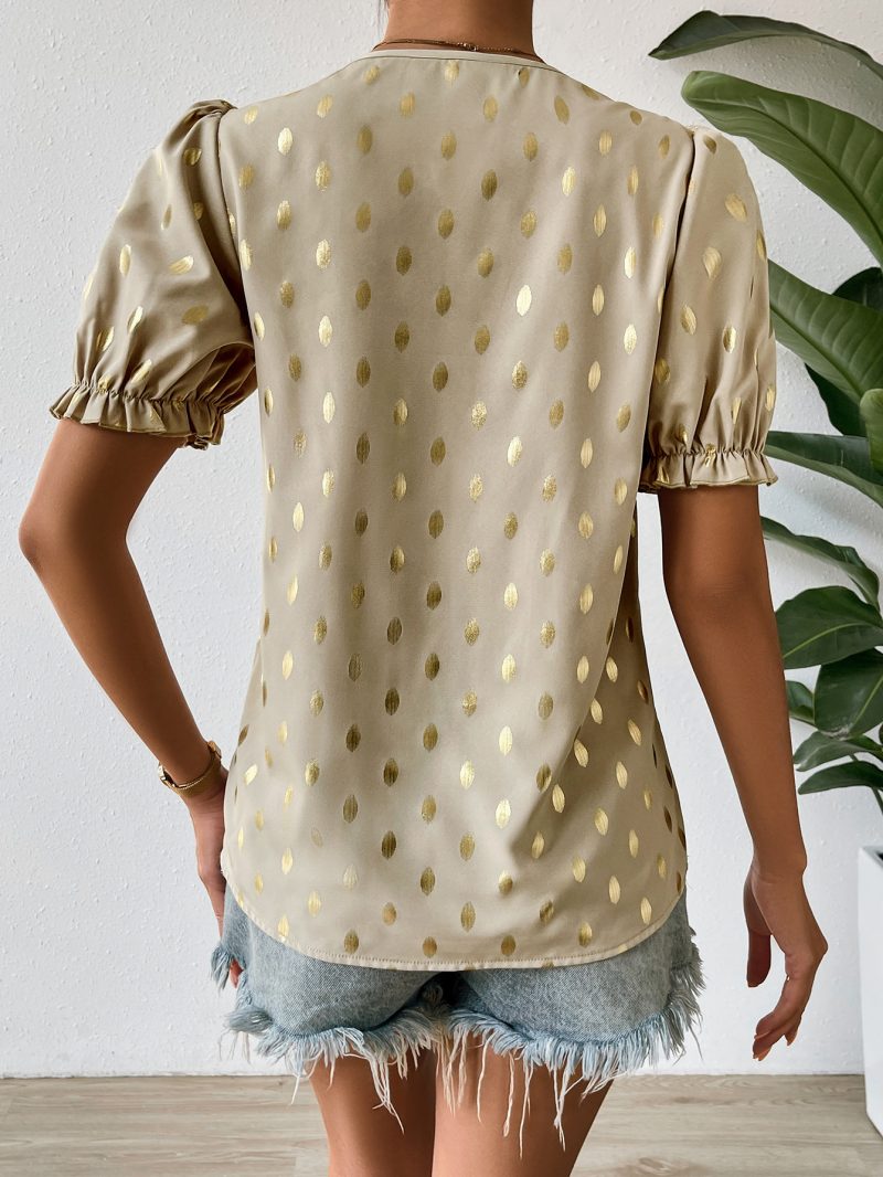 Lace V-Neck Bronzing Slim Top - Summer Casual Chic - Image 5
