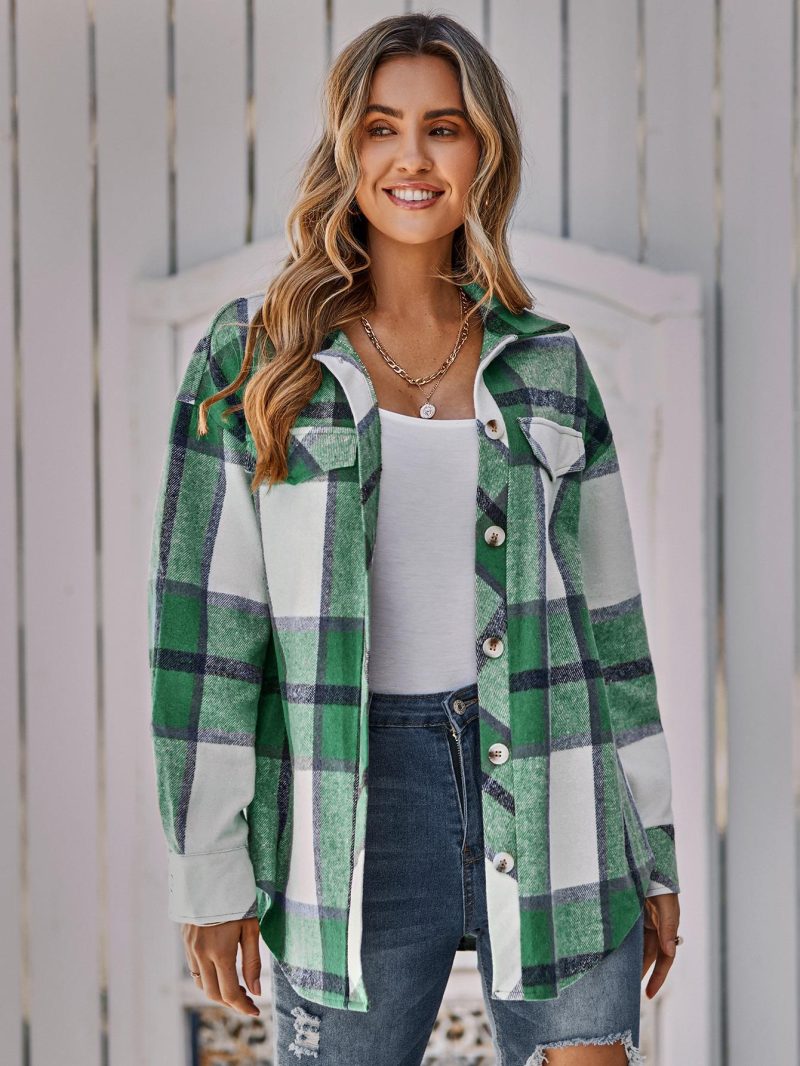 Plaid Single-Breasted Coat - Autumn Chic - Image 2