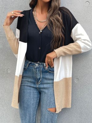 Chic Colorblock Long Sleeve Cardigan