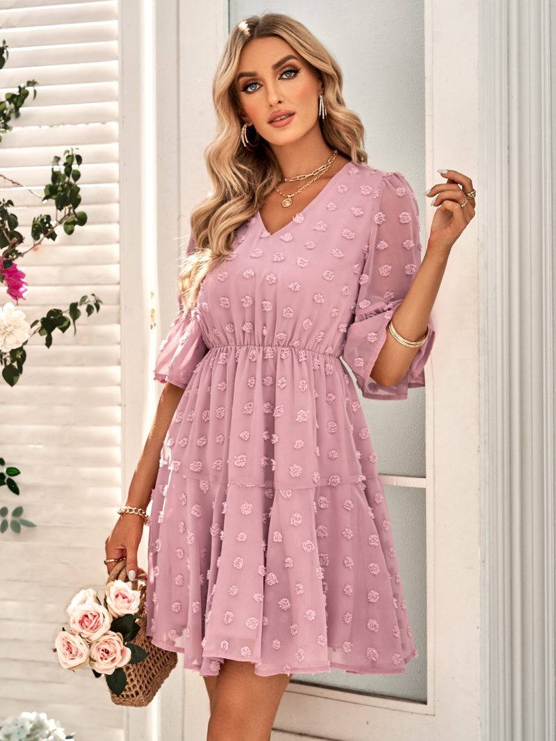 Chic & Comfy: V-Neck Short Sleeve Dress - Image 4