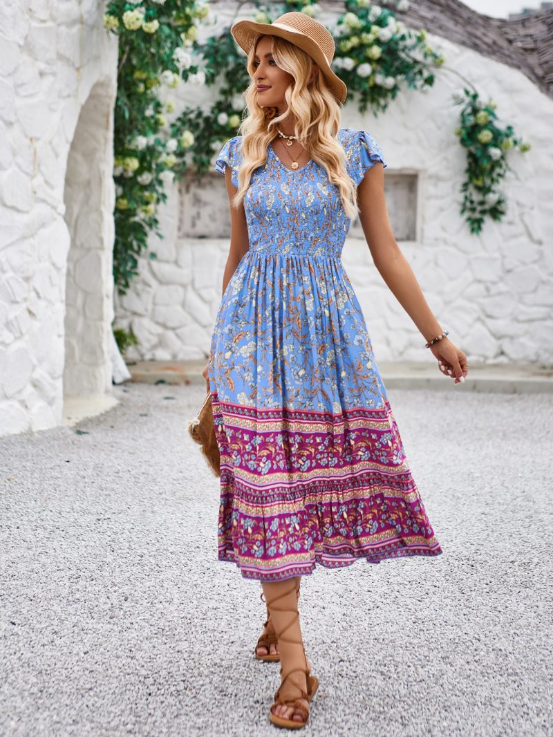 Bohemian Print Dress - Summer Casual V-neck - Image 4
