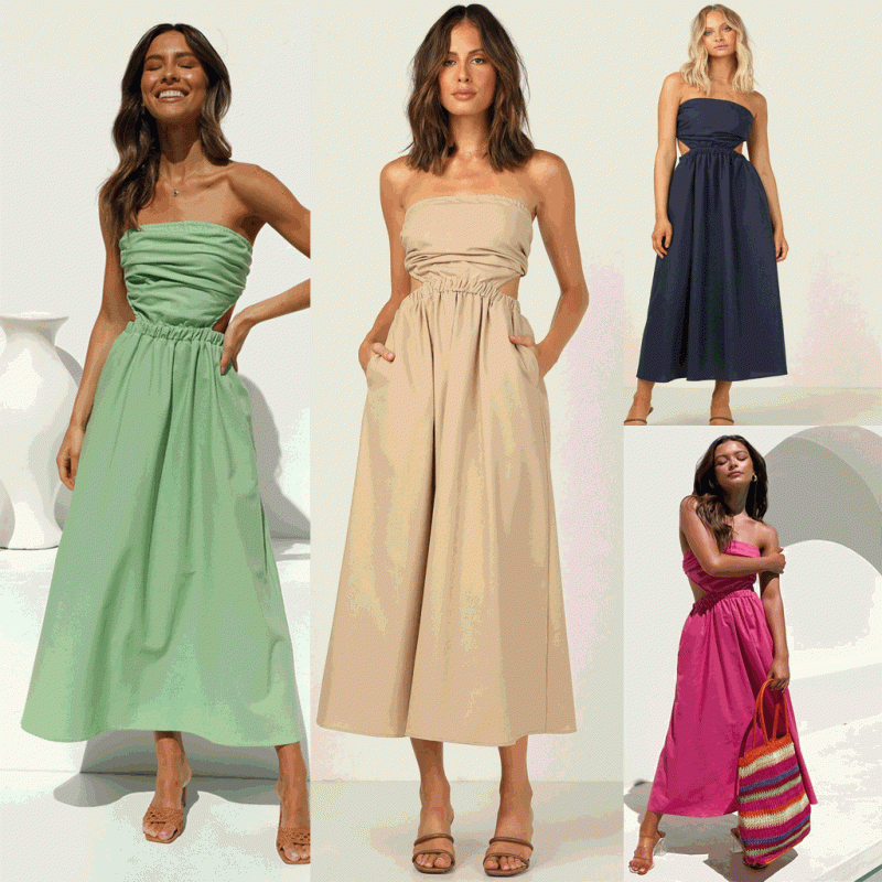 Maxi Strapless Chest-Wrapped Dress - Spring/Summer - Image 5