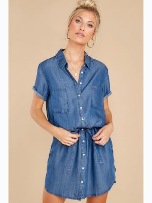 Casual Belt Denim Dress – Spring/Summer