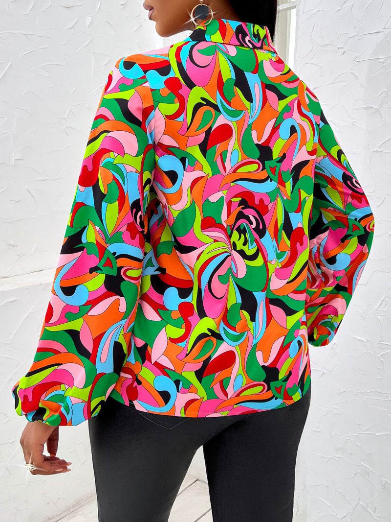 Trendy & Sexy Printing Collared Long Sleeve Shirt - Image 5