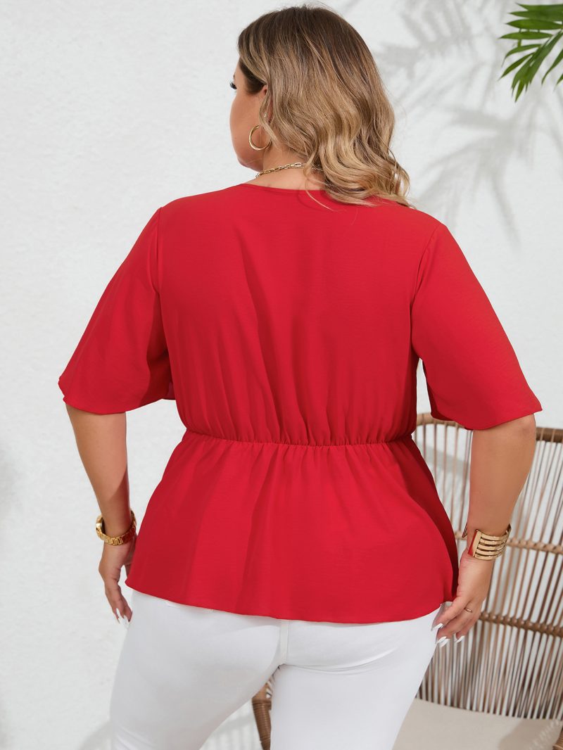 V-Neck Bandage Shirt - Plus Size Summer Top - Image 5