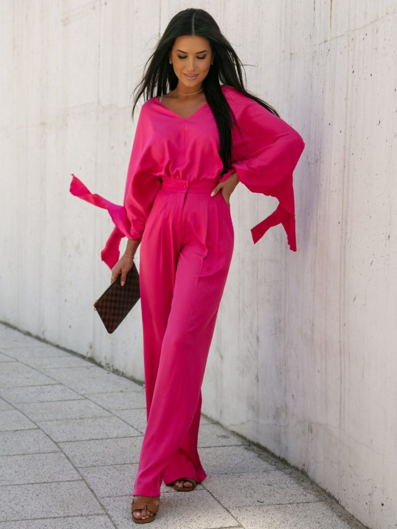 Street Solid Color V-Neck Lace-Up Suit - Autumn/Winter - Image 5
