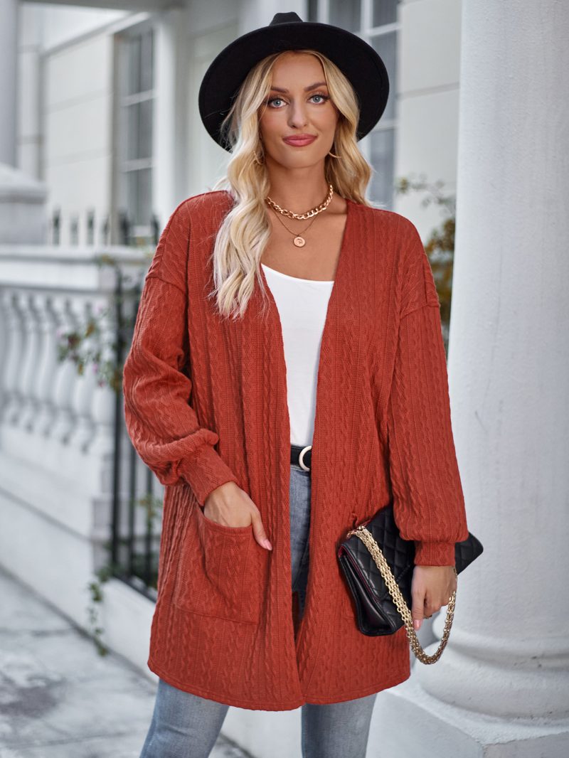 Casual Loose Mid-Length Stitched Cardigan for Autumn/Winter - Image 3