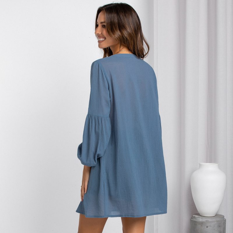 Mid-Length Solid Color Shirt - Autumn/Winter - Image 2