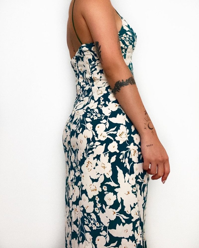 Digital Floral V-neck Strap Dress - Spring/Summer - Image 4