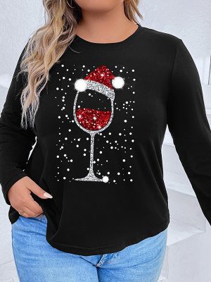 Christmas Long-Sleeved T-Shirt – Plus Size Autumn