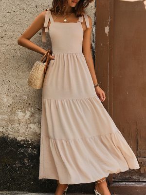 Backless Strap Solid Dress – Summer Chic