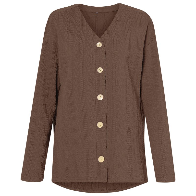 Early Autumn Elegance: V-neck Knitted Cardigan - Image 5