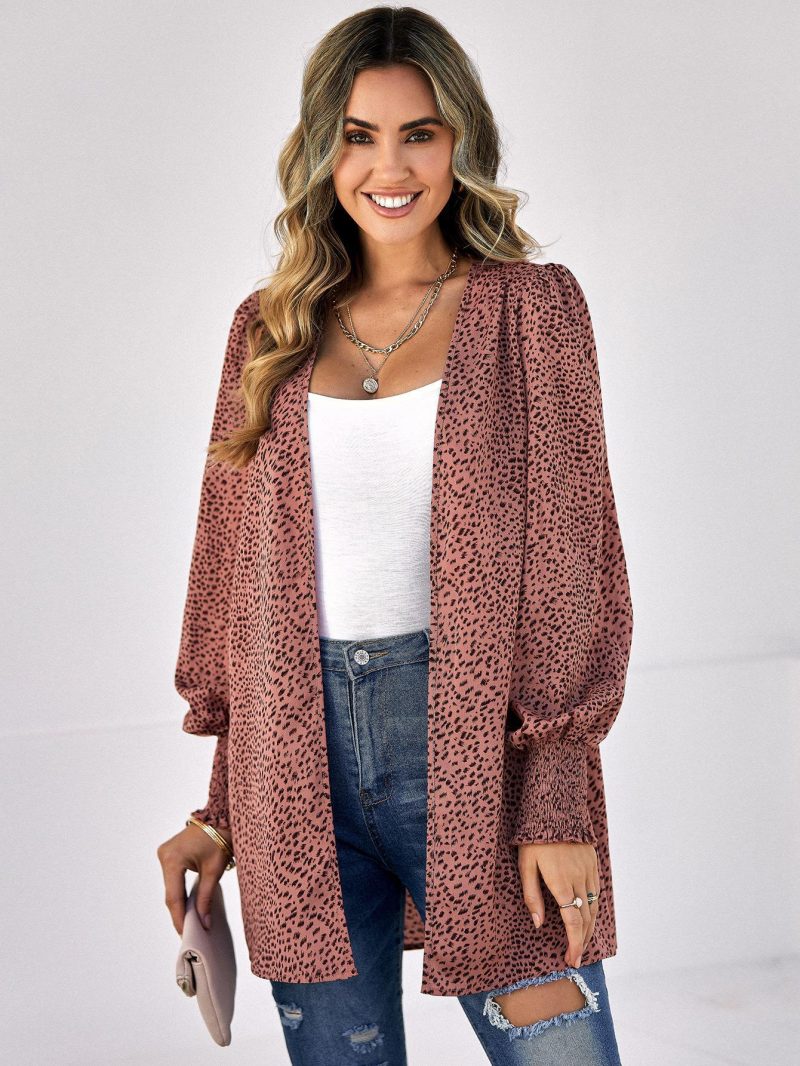 Leopard Print Lantern Sleeve Shirt - Image 3