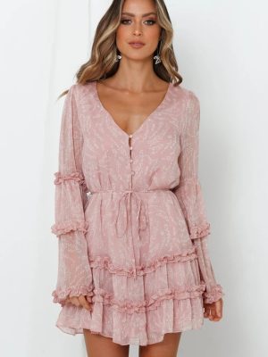 Lace-Up Waist Chiffon Dress – Spring/Summer