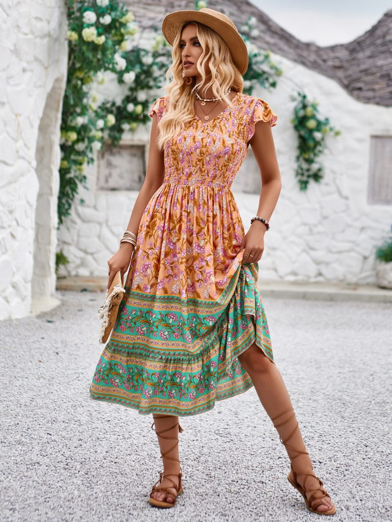 Bohemian Print Dress - Summer Casual V-neck - Image 2