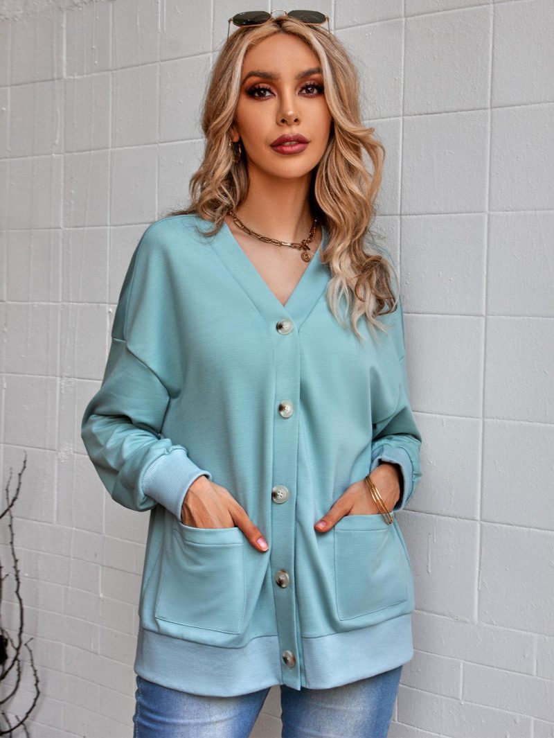 Collarless Knitted Outerwear - Winter Style - Image 3