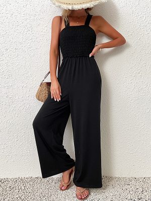 Black Wide-Leg Sling Women’s Summer Jumpsuit