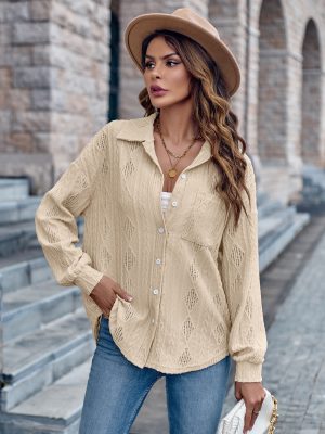 Loose Long Sleeve Collared Single-Breasted Shirt