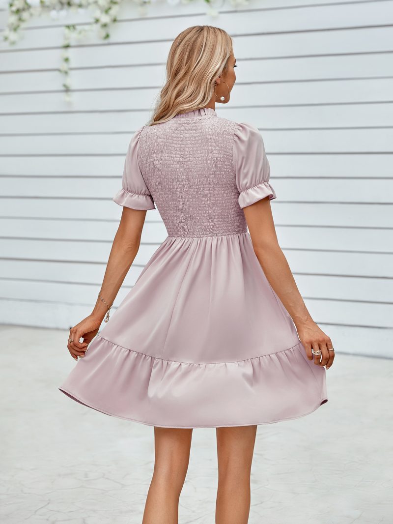 Chic Elegance: Stand-up Collar Slim Dress" - Image 4
