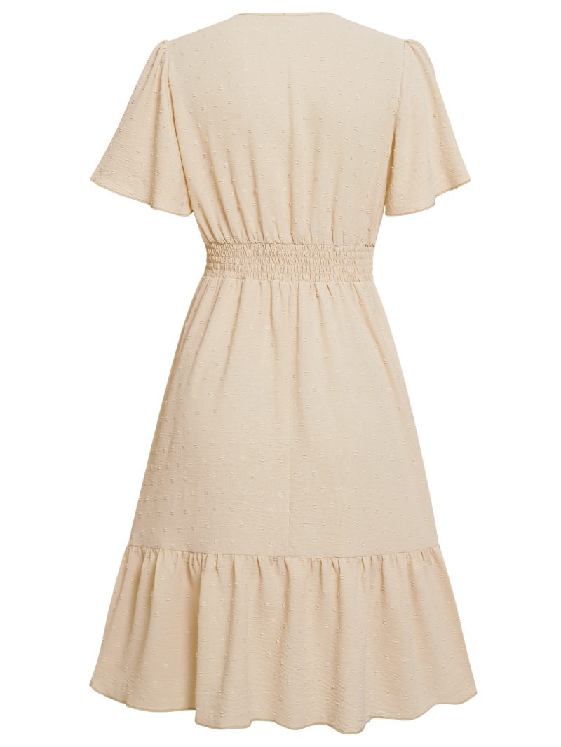 Fresh V-Neck Ruffle Sleeve Dress - Image 5