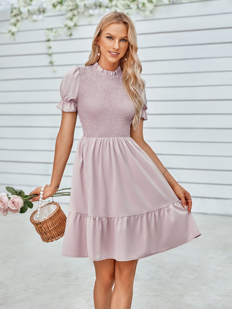 Chic Elegance: Stand-up Collar Slim Dress" - Image 3