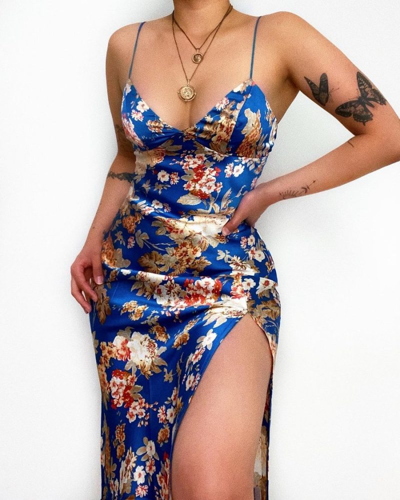 Floral Digital Print Slim Strap Dress - Spring/Summer - Image 4