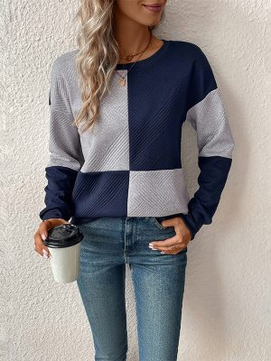 Autumn Color Matching Pullover – Women Long Sleeve