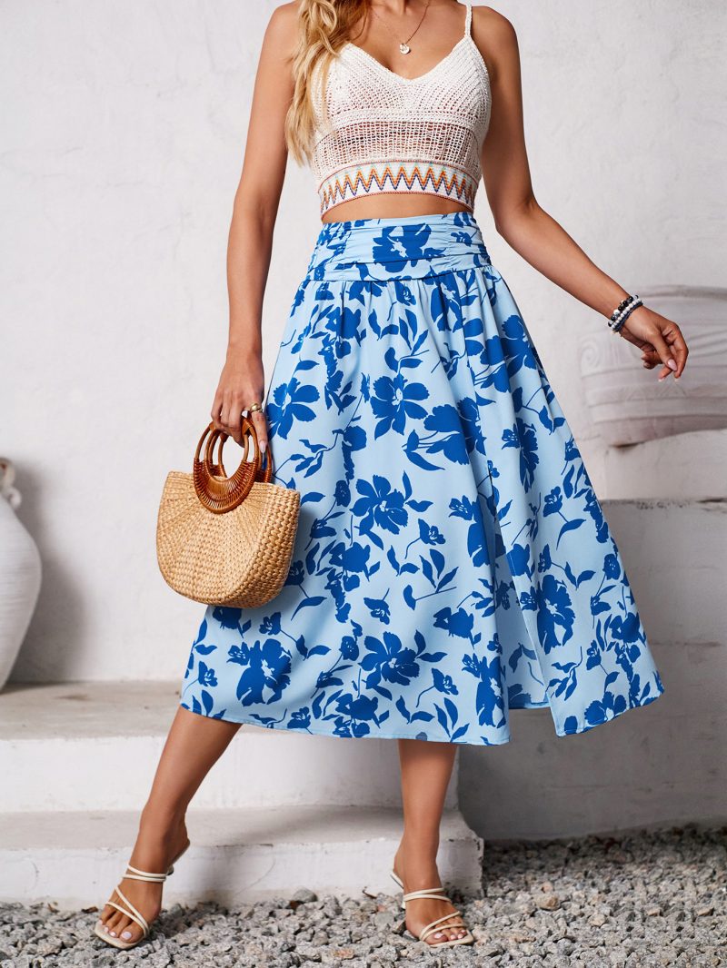 Summer Floral Print Smocked Skirt – Shanuo Design - Image 4