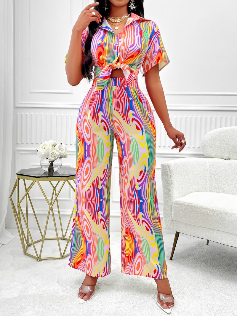 Printed Long Sleeve Set - Summer - Image 4