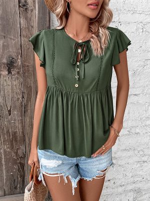 Flying Sleeve Solid Shirt – Summer Chic