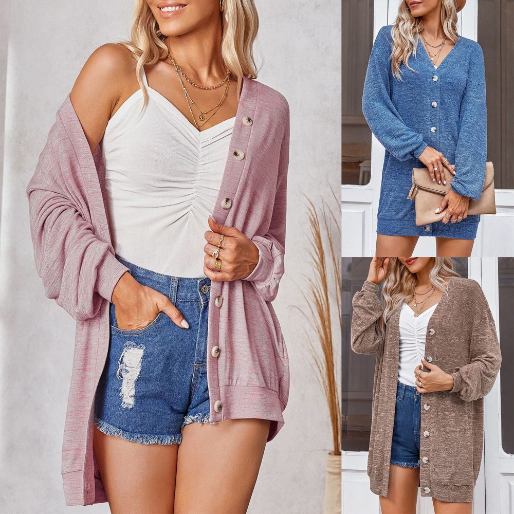 Stylish Autumn Knitted Mid-Length Coat - Image 4