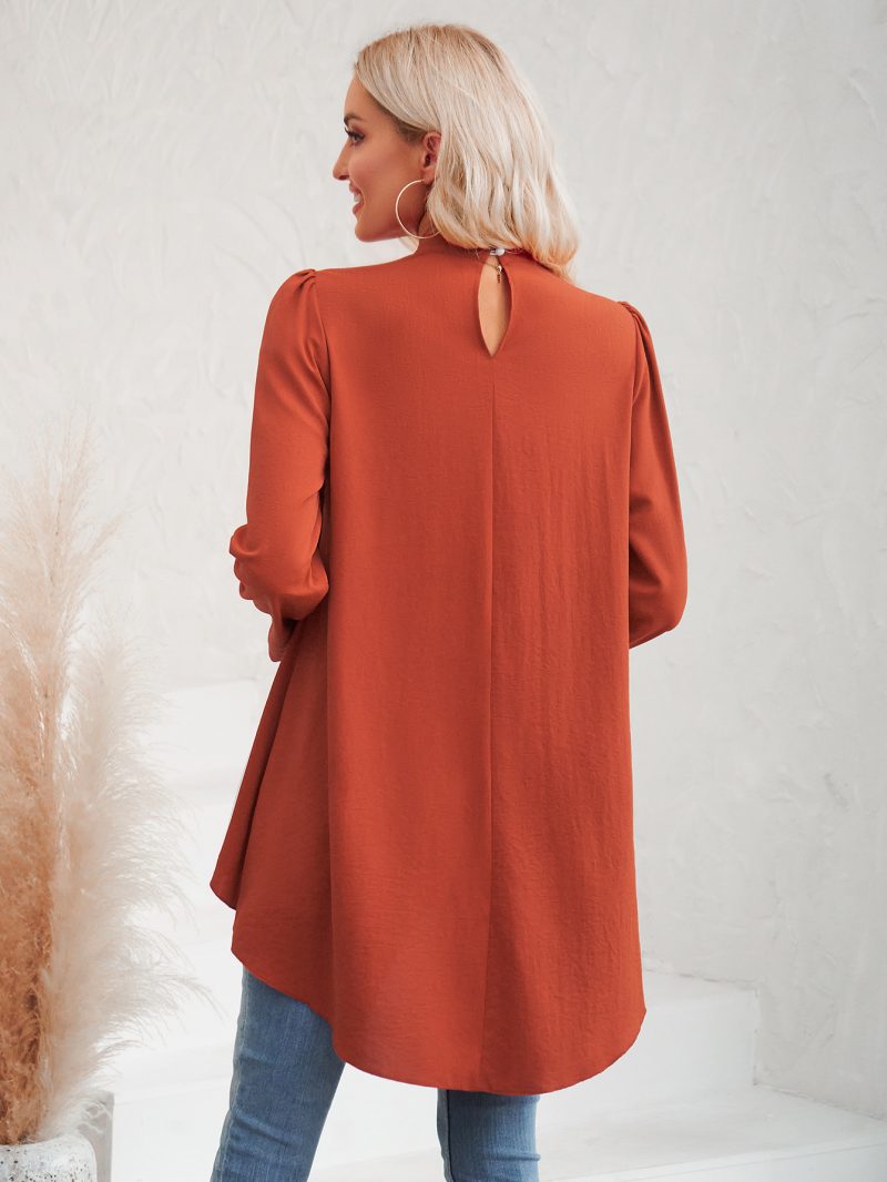 Fall-Winter Solid Color Half Collar Shirt - Image 3