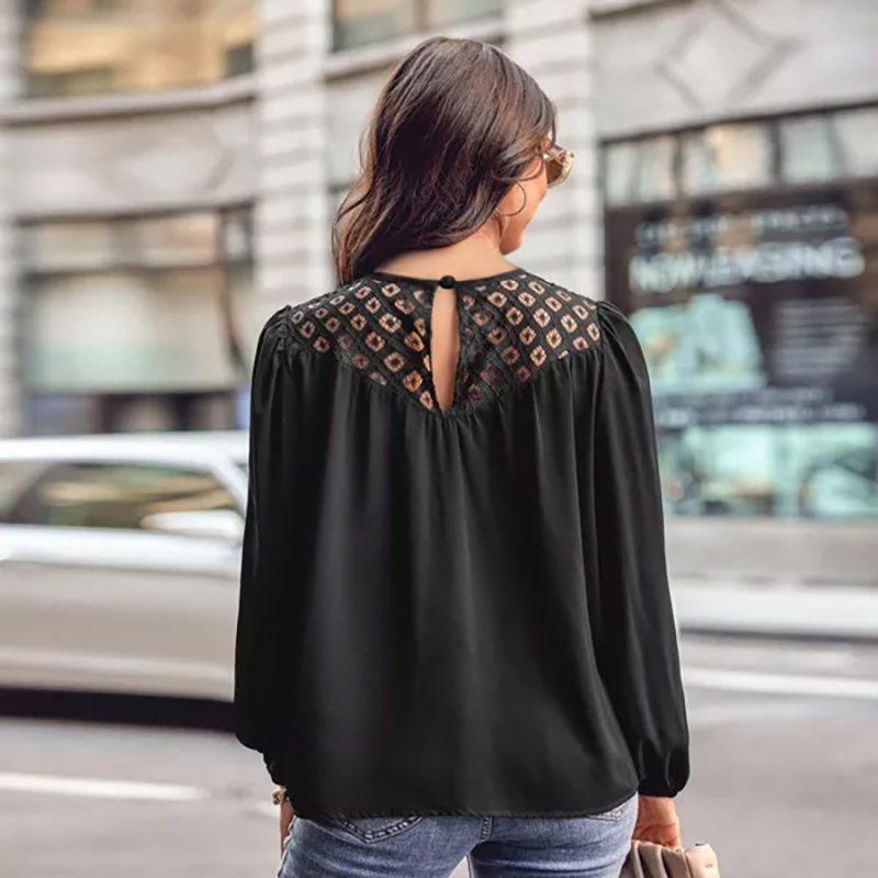 Lace Stitching Long Sleeve Top - Autumn/Winter - Image 5