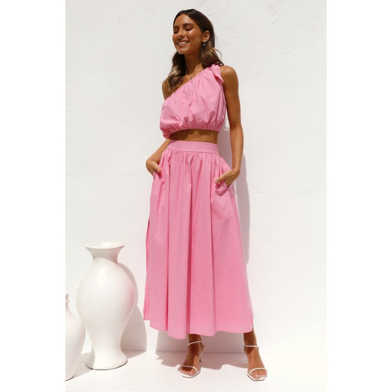 Solid Color Office Two Piece Dress - Spring/Summer