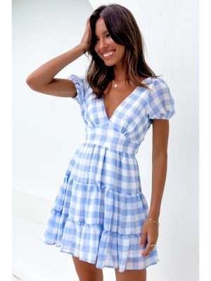 Plaid Printed Chiffon Dress – Spring/Summer