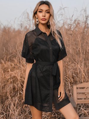 Lace Black Mesh Dress – Summer Elegance