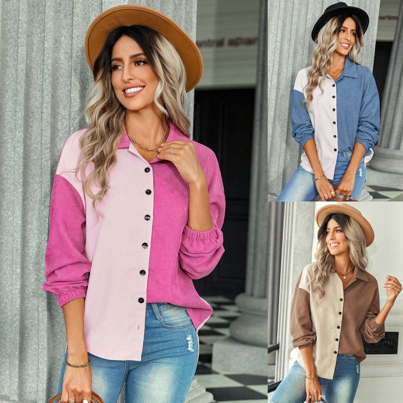 Contrast Color Loose Shacket: Early Autumn Style - Image 5