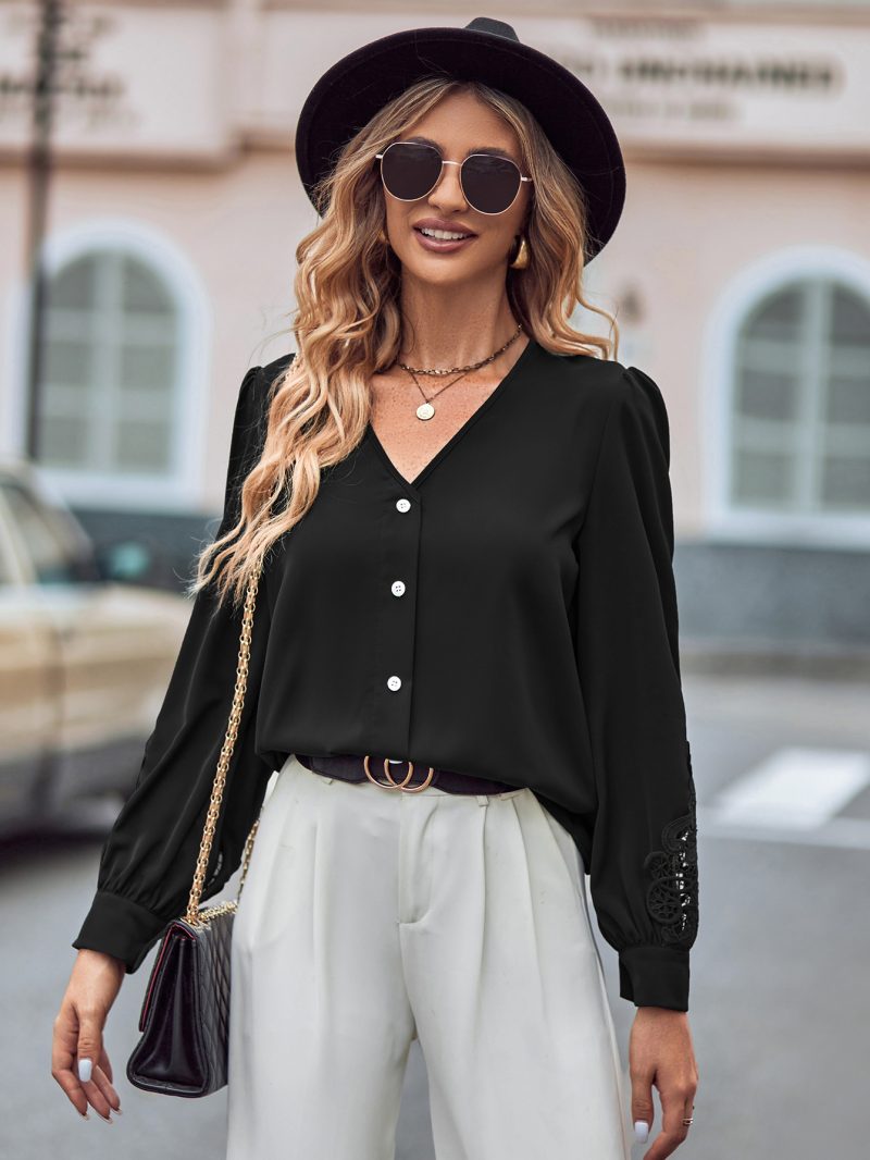 Casual Slim Fit V-Neck Long-Sleeved Shirt - Image 2