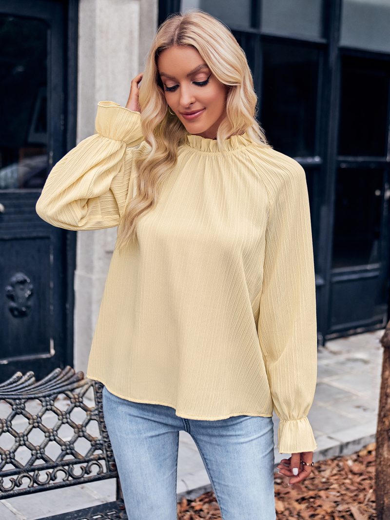 Ruffle Sleeve Slim Fit Trendy Tops - Image 3