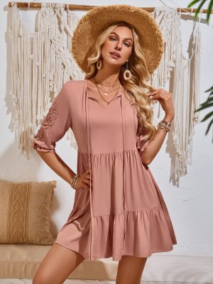 olid Color Waist Tight Dress – Summer