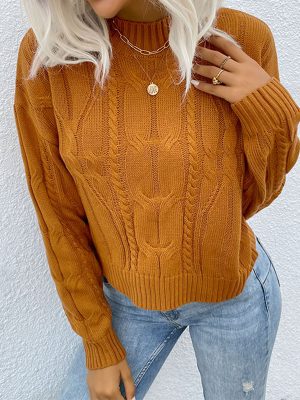 Solid Color Long Sleeve Women’s Sweater for Autumn/Winter Casual