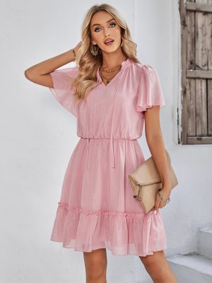 Fresh Ruffled V Neck Dress – Summer Delight