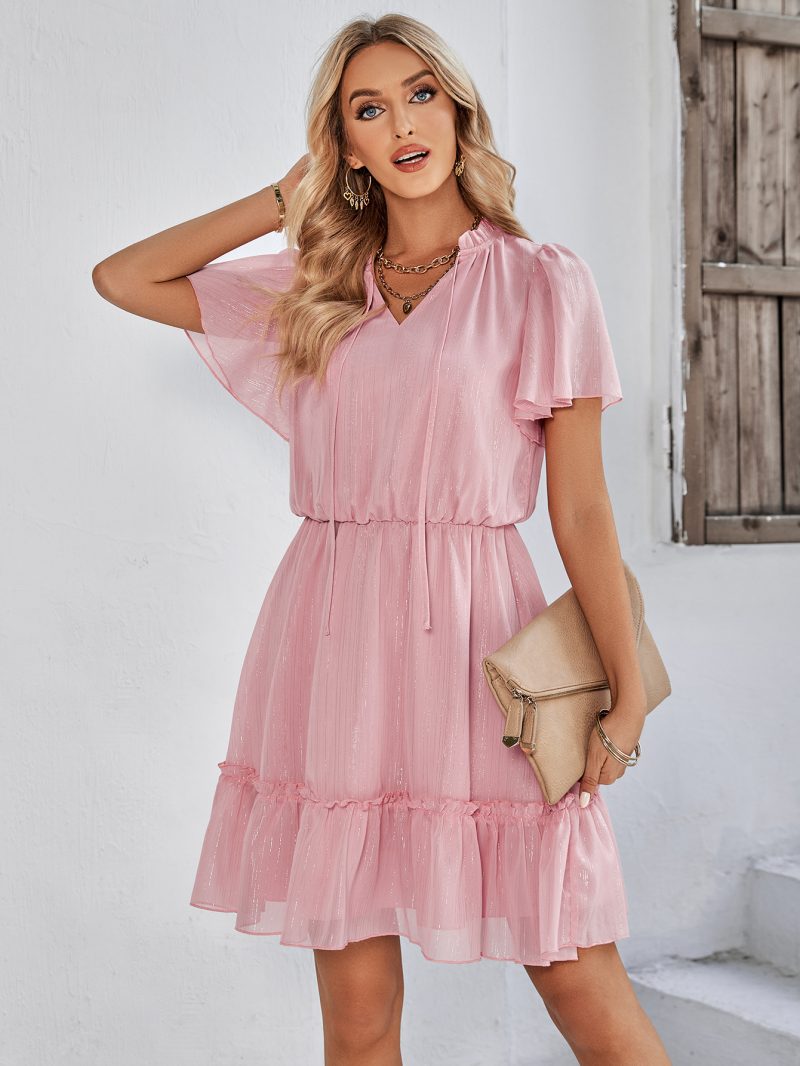 Fresh Ruffled V Neck Dress - Summer Delight