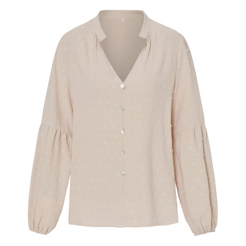 Swiss Polka Dot V-neck Pullover: Early Autumn Style - Image 4