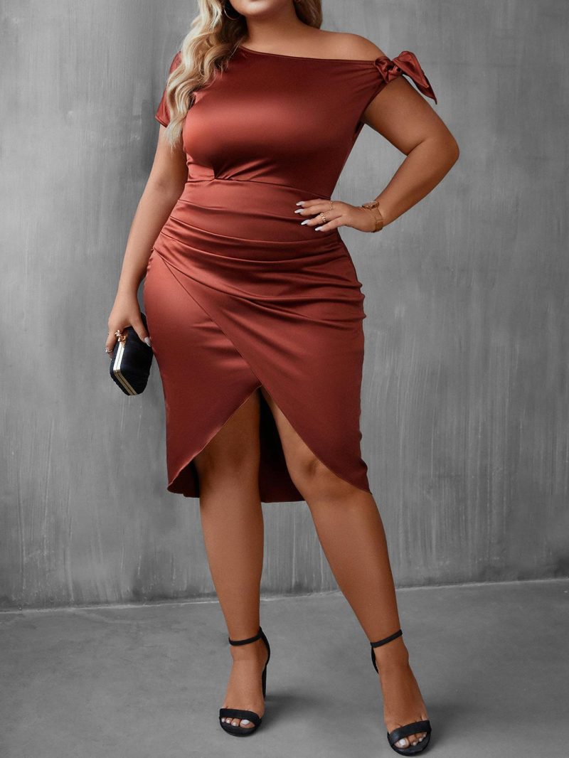 Diagonal Collar Sheath Dress - Plus Size - Image 3
