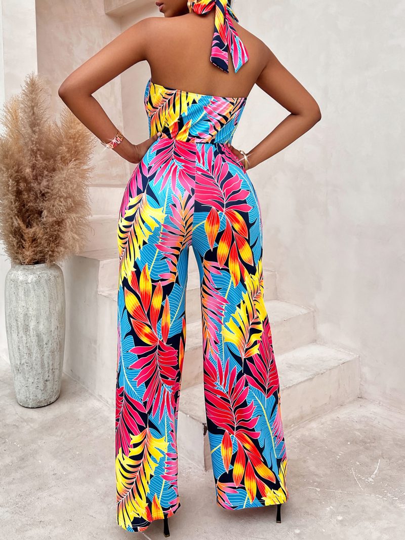 Printed Sleeveless Halter Jumpsuit - Image 5