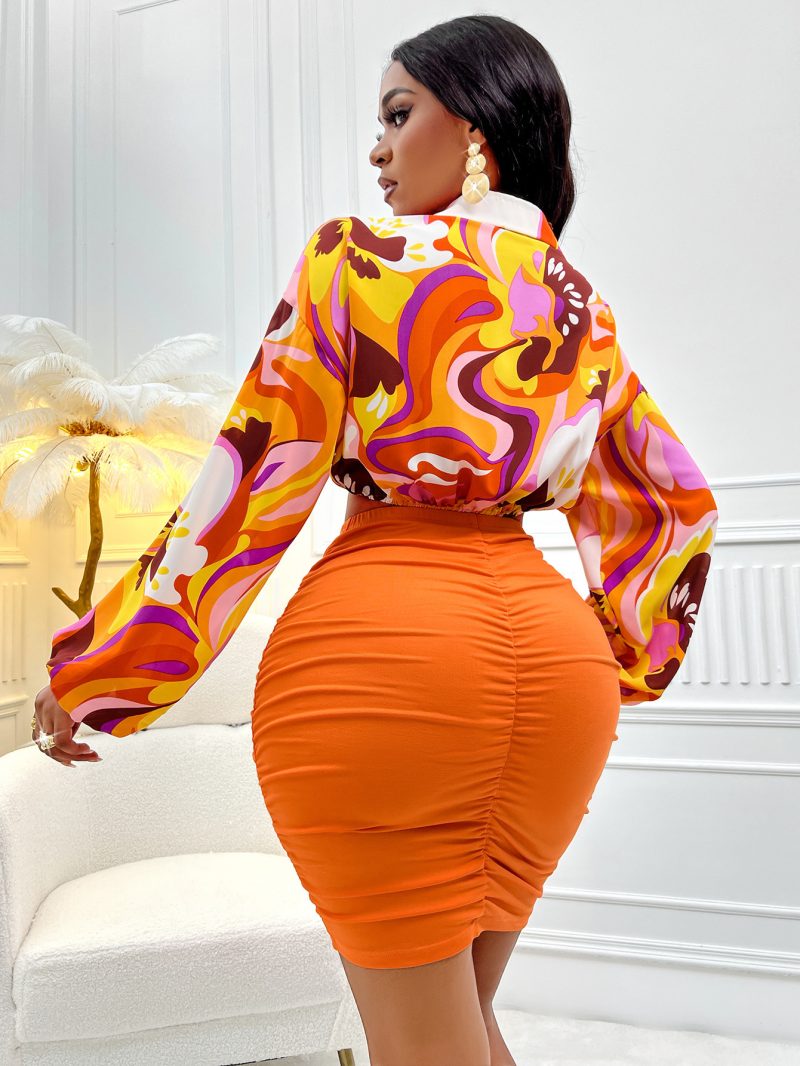 Pattern Print Knitted Skirt Set - Autumn/Winter - Image 5
