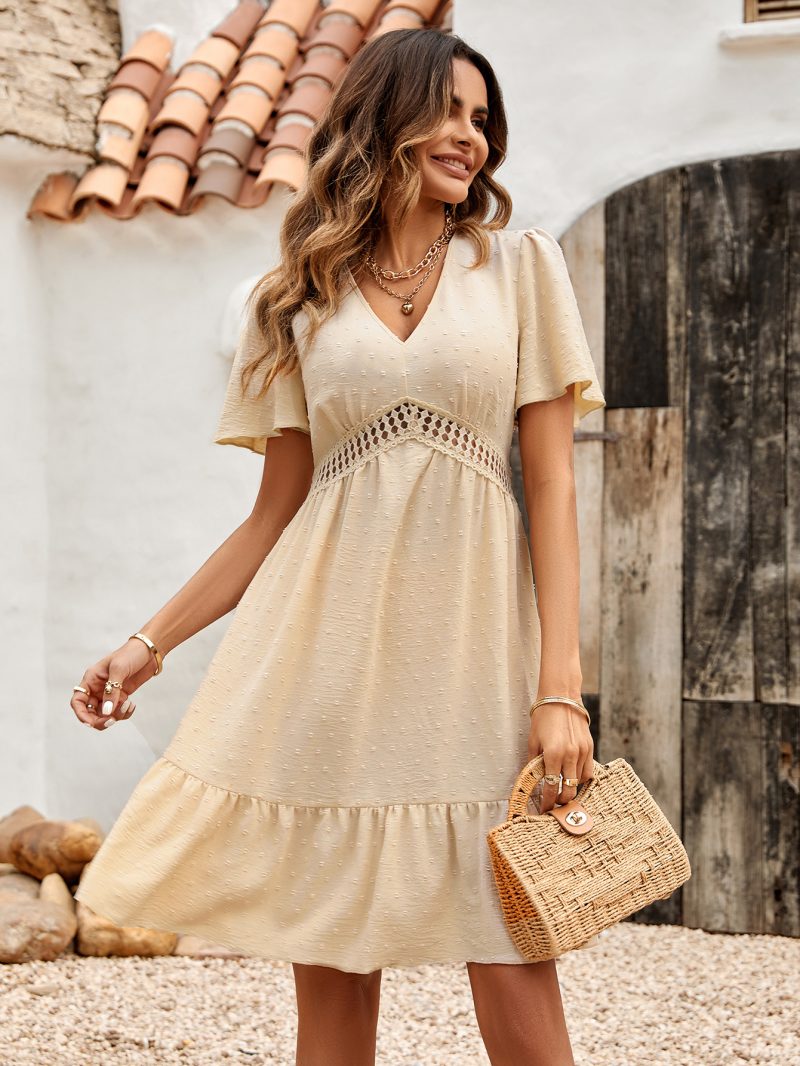Fresh V-Neck Ruffle Sleeve Dress - Image 2