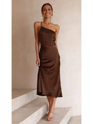 One-Shoulder Waist-Tight Midi Dress – Spring/Summer